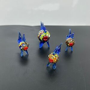 Set of 4 hand blown glass fish